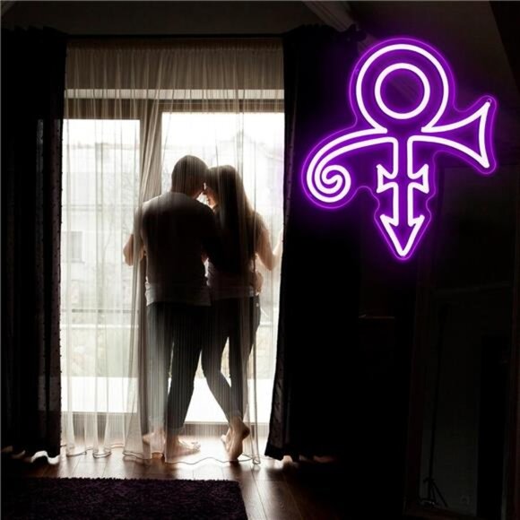 Prince Purple Rain LED Neon Love Symbol Sign Music Room Singer Musician Man Cave - Picture 2 of 7